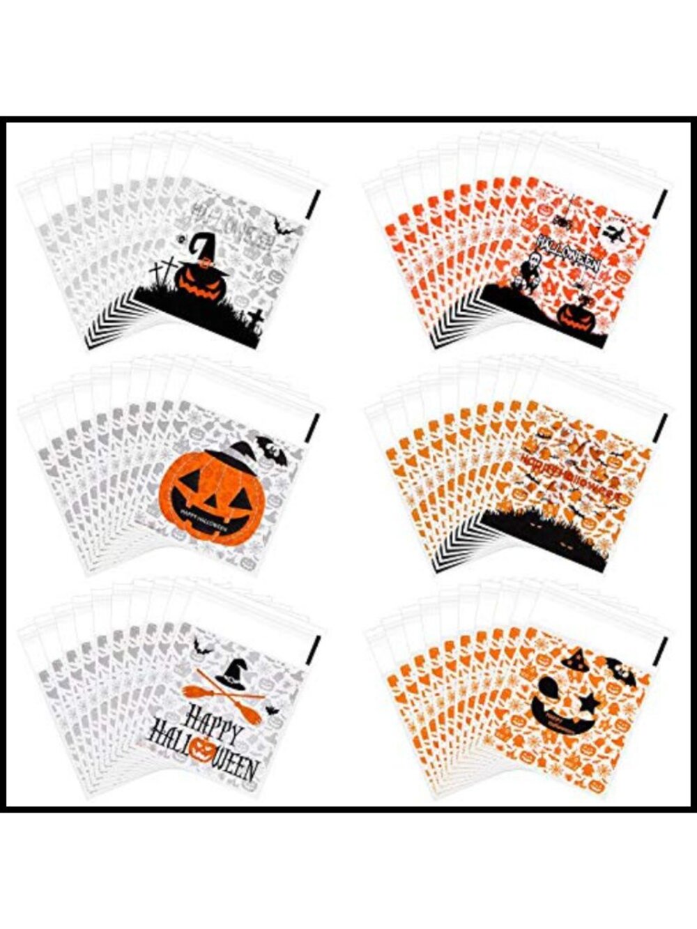 180Pcs Self Adhesive Halloween Candy Treat Bags Cellophane Party Favor Bags